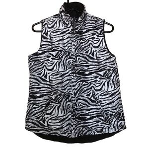 Casual Identity reversible zebra & black  full-zip vest pockets on both sides